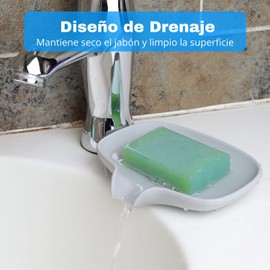 Timotech Set de 3 Jaboneras de Silicona para Jabón con Drenaje, Soporte para jabón de Barra para Ducha/Baño, Prolonga la Vida útil del jabón, Jabonera Antideslizante, Bandeja de Jabón (Gris)