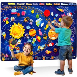 QUOKKA Space Felt Board for Kids 3-5 Years Old - Social Emotional Preschool Learning Activities for Ages 2-4 - Educational Flannel Toy Speech Therapy Gift