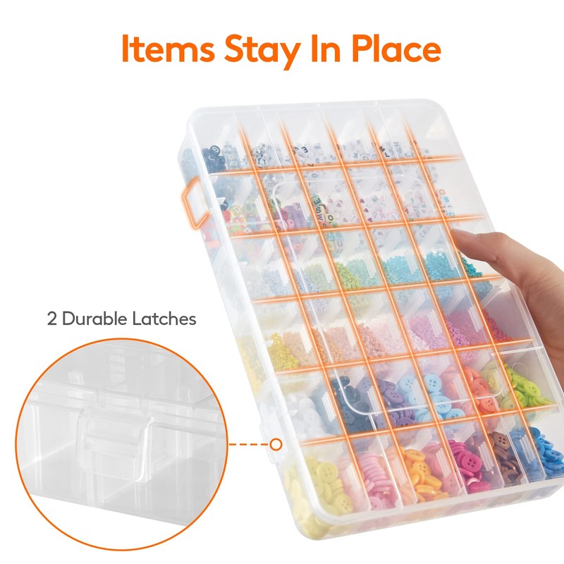 Lifewit 2 Pack 36 Grids Clear Stackable Plastic Organiser Storage