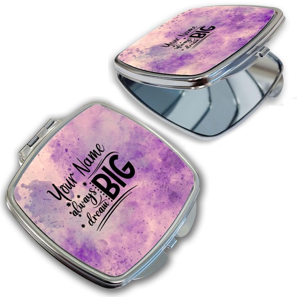 Bleu Reign Compact Personalized Pocket Mirror Custom Name Purple Smoke