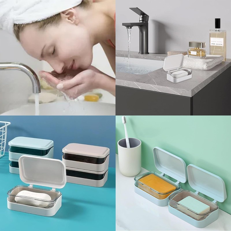 3 PCS Soap Dish With Lid Soap Box with Removable