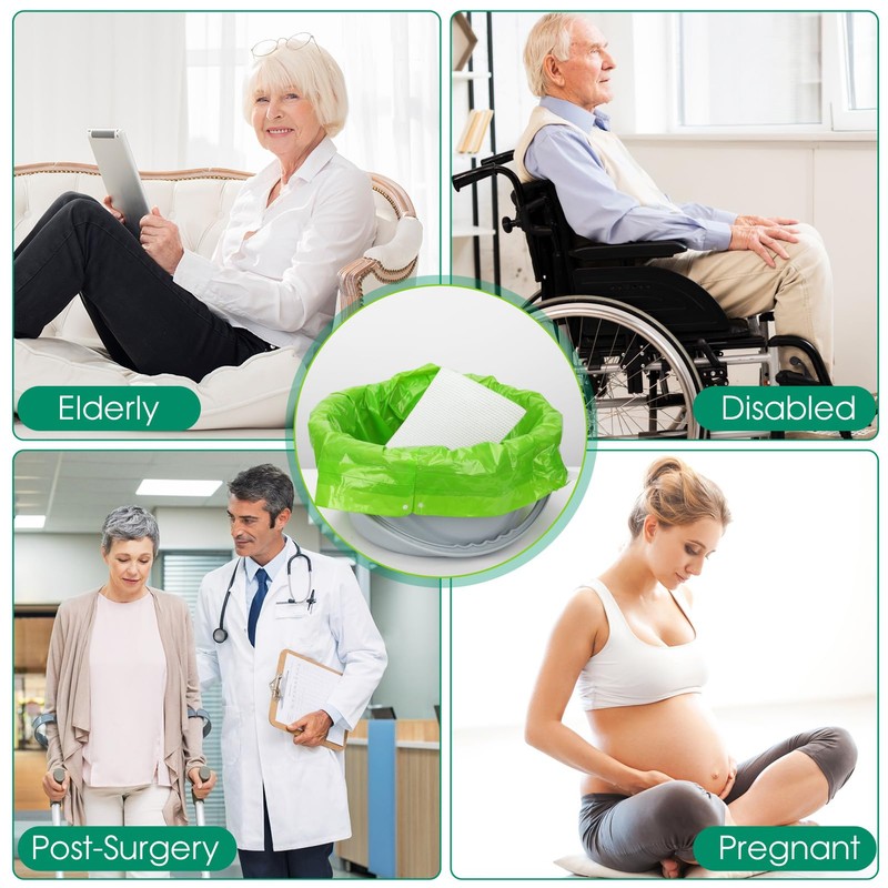 BOOWOO Bedside Commode Liners with Absorbent Pads,100 Disposable Commode Bags