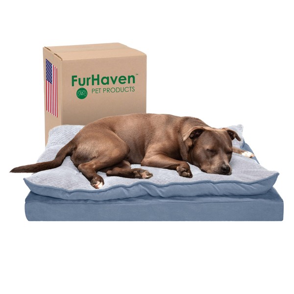 Furhaven Orthopedic Dog Bed for Large/Medium Dogs w/ Pillow Cushion