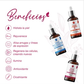 Kit Serum facial Acido Hialurónico, Vitamina C y Células Madre anti edad | Paquete completo de serum para el cuidado de la piel, hidratación y rejuvenecimiento (Kit AH + Celulas madre + Vit C)