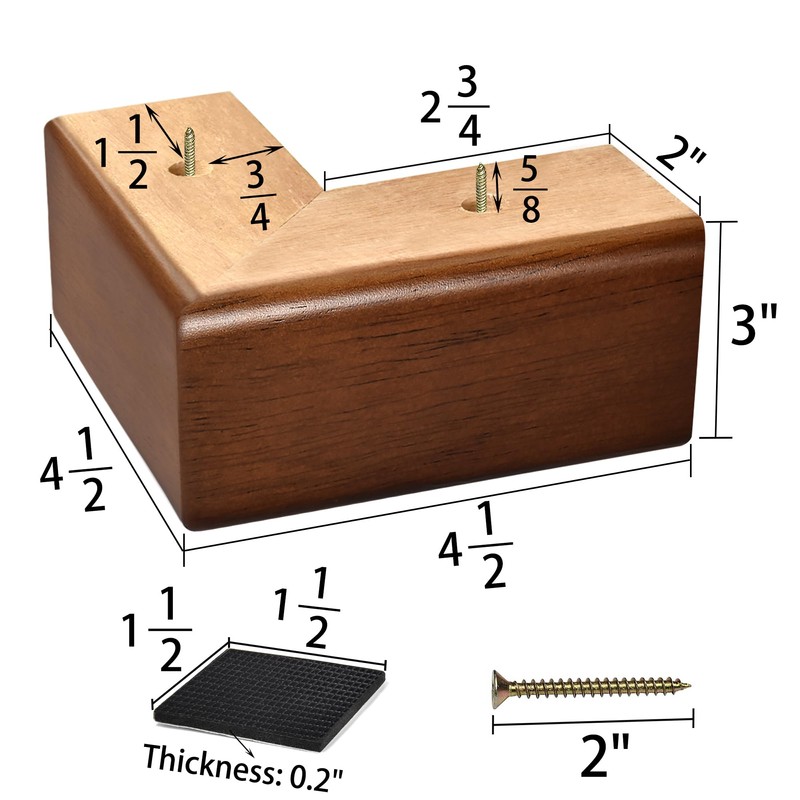 AORYVIC Solid Wood Legs for Furniture, L-Shaped Bed Risers, 3