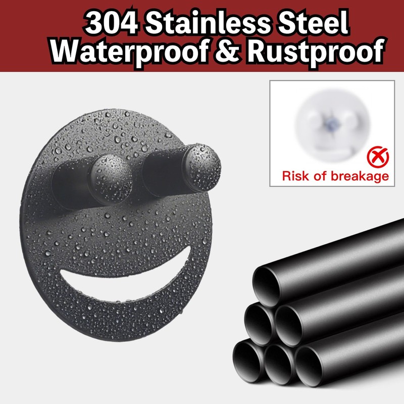 Stainless Steel Smiley Face Sponge Holder with Adhesive Hook -