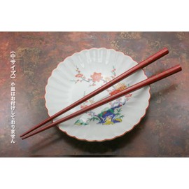 Traditional Tsugaru Lacquer Chopsticks: Total Lacquer, Kara-lacquered and Painted ◆ 1 Pair for Women, Medium Size: 8.5 - Red