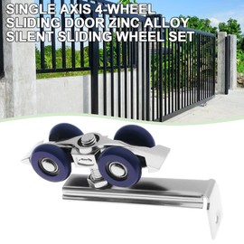 YINETTECH 2 Sets Pulley Sliding Door Kit Single Axle 4-Wheel Zinc Alloy Ailent Pulley for Wooden Sliding Door Hotel Ssliding Door Folding Door 7.5x2.2cm
