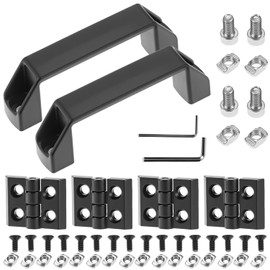 QWORK 2 Sets 2020 Series Door Handle and Frame Hinges Install Kit for 2020 Aluminum Extrusion Profile Slot 6mm