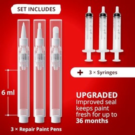 X-Protector Touch Up Paint Pen Kit - 3 Refillable Pens with 3 Types of Brushes - Premium Pen for Touch Ups - Touch Up Paint Pens for Walls, Furniture, and Other Touch Up Works!