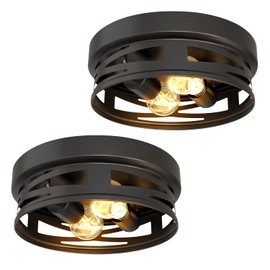 Sunco Flush Mount Ceiling Light, Farmhouse Light Fixtures, Hallway Lighting, Ceiling Light Fixture Arcadia, Industrial, 11" Diameter, 800 LM, Dimmable, E26 Base, 8.5W=60W, UL/ETL/T20 2 Pack