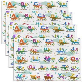 18"x12" Dinosaur Alphabet Table Place Mats, 3D Dino Print Placemats Set of 4 Women Men Jungle Dino Placemat for Kitchen Dining Table Decor Indoor Outdoor Wild Animal