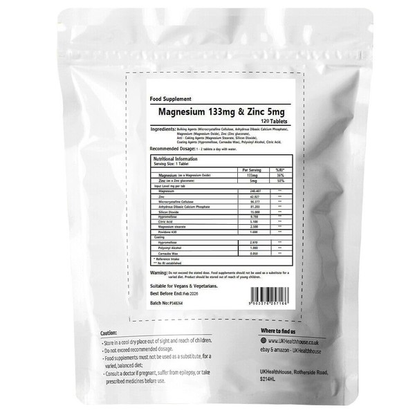 Magnesium 133mg & Zinc 5mg Tablet x 120 - Support