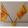 Scotland Scottish Rampant Lion 2 Flag Desktop Table Display With Gold Base