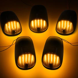 SHINEFIT LED Cab Clearance Lights with Wire Cable Fits for Ram 1500 2500 3500 2003-2018 / Ram 4500 5500 2011-2018, 5PCS Amber Smoked Cab Roof lights for Ram Trucks