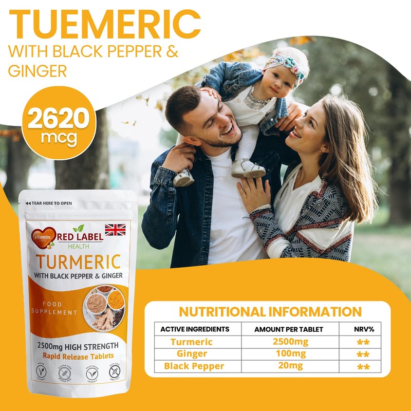 Turmeric Tablets 2620 mg with Black Pepper & Ginger, 100