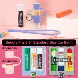 Desing Wish 2 PCS Silicone Lip Balm Holder with Cap Cover Portable Chapstick Holder Keychain Sleeve Lip Balm Key Chain with Key Ring and Wrist Strap Lanyard - Rose/Mint Green