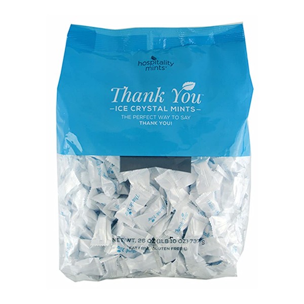 Hospitality Mints Peppermint Ice Crystals, Individually Wrapped with Thank You Message, 770ml, Appx. 500 pieces