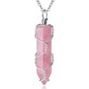 QINJIEJIE Rose Quartz Necklace for Womens Crystal Necklace Hexagonal Pointed