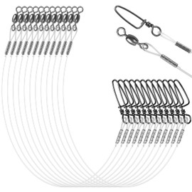 Nylon Fishing Leaders,12/24pcs Nylon Mono Wire Leader Line with Swivel Snaps Lures Rig or Hooks Connect Tackle High Strength Fishing Leader Line for Saltwater Freshwater 20lb/30lb/40lb/50lb (24, 30LB)