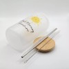 Mugzan Good Morning Sunshine Frosted Glass Can W/ Bamboo Lid