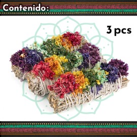 MUT22 3 White Sage + 7 Chakras for Burning, Purifying Herb and Harmony, 100% Natural Appian Sage, Ideal for Spiritual Cleansing and Energy Rituals