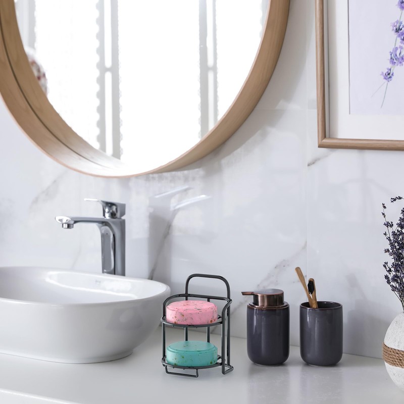2-Tier Shower Soap Shampoo Bar Holder, Self Adhesive & Freestanding