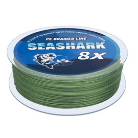 Seashark Braided Fishing Line Color Never Fade 8 Strands Super Strong PE Fishing Line Abrasion Resistant Fishing Wire Tensile 6lb to 80lb (Dark Army Green, 30lb 0.26mm-300m/328Yards)