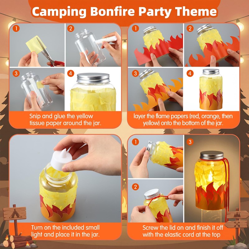 VIHOSE 12 Set Camping Lanterns Crafts with LED Candle Light