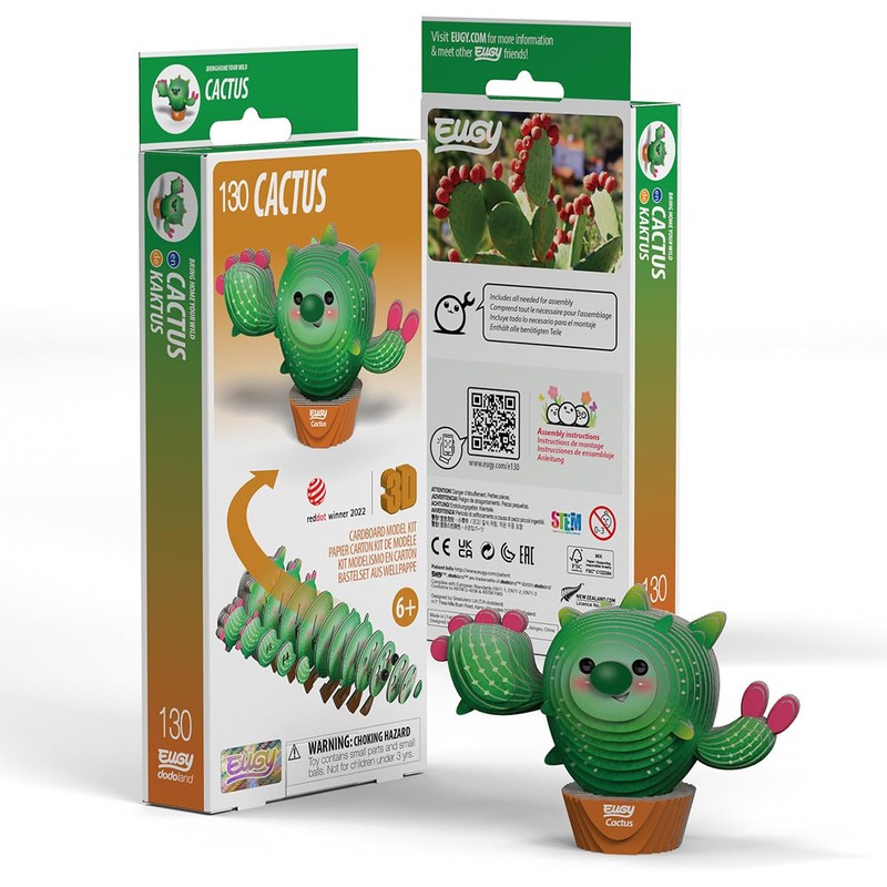 Eugy Cactus 3D Puzzle - 44 Piece Eco-Friendly Educational Toy
