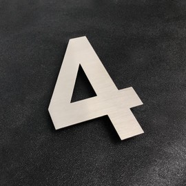 House Number - 6 Inch Stainless Steel Floating Home Address Number, Rustproof & Easy Install, Silver, Number 4