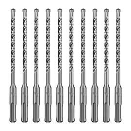 SALI 10PCS SDS Plus Rotary Hammer Drill Bit Concrete Drill Bit Kit Double Thread 4-Cutter Tungsten Carbide Tip Fully Hardened Tool for Concrete, Brick, Cement Walls,Stone 6mm x 160mm Cross Drill Bits