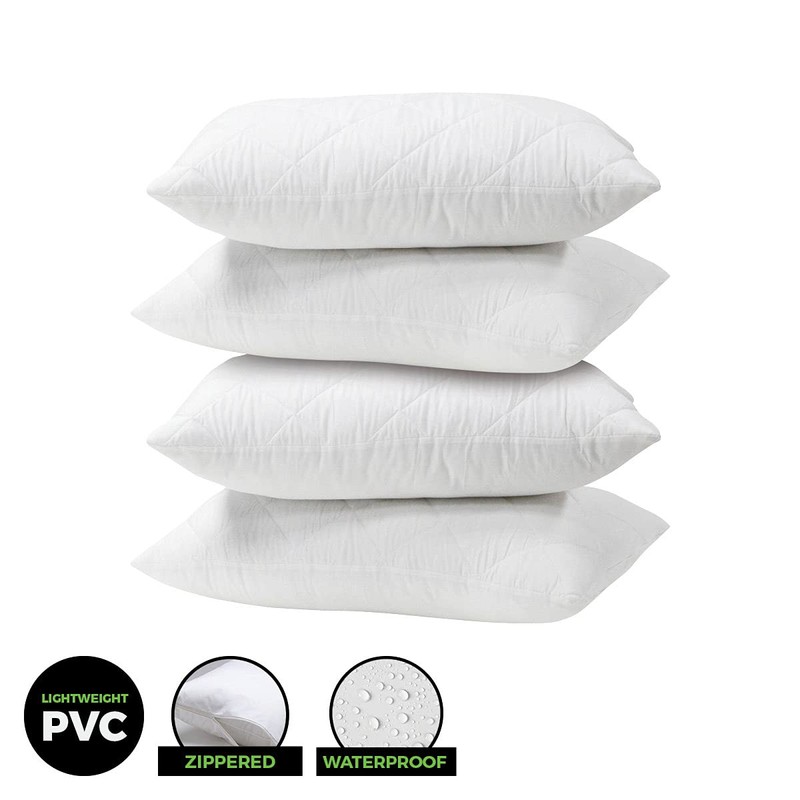 [4PCE] Home Master PVC Pillow Protector, Waterproof and Hypoallergenic Pillow