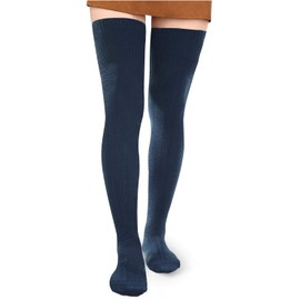 Women Thigh High Socks Extra Long Cotton Knit Warm Thick Tall Long Boot Stockings Leg Warmers (1 Navy, One Size)