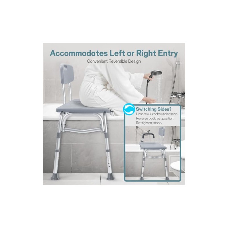 Tub Transfer Bench for Bathtub, Height Adjustable Shower Bench with