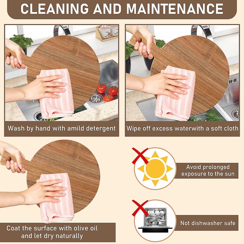 3 Set of Acacia Wood Cutting Boards with Handle, Wooden