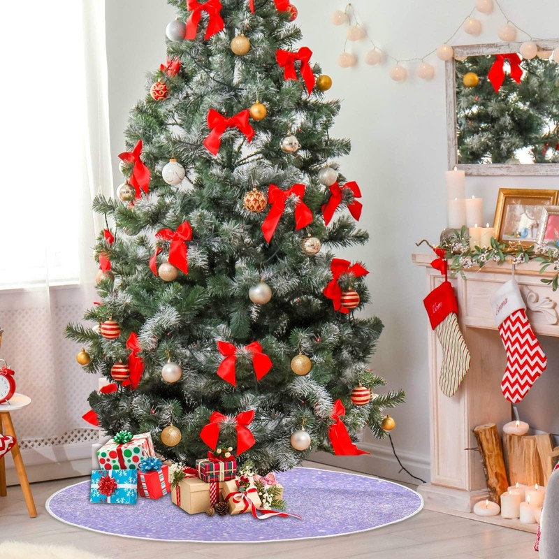 Blueangle Christmas Tree Skirt Shiny Glitter Lavender Tree Skirt for