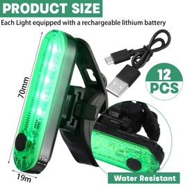 Treela 12 Pieces Battery Boat Navigation Lights Battery Powered Kayak Lights for Night Operated Boat SternLed Boats Safety for Pontoon,Dinghy 4 Types Flashing Mode(Red, Green)