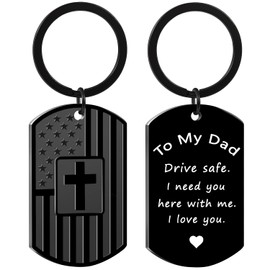 Father's Day Gifts for Dad, Dad Birthday Gifts from Daughter Son, Drive Safe I Love You Keychain for Birthday Christmas Valentines Day