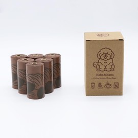 Baba&Nana Dog Poop Bag Rolls, Coffee Scented and Extra Thick Waste Bags, 6 Rolls of 100% Leak Proof Doggie Poop Bags for Scoopers - 90 Count Bags