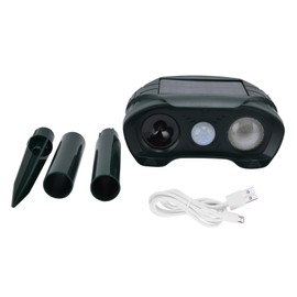 Ultrasonic Animal Repeller Solar Powered Cats Dogs Mouse Repellent for Yard Garage Terrace 5V