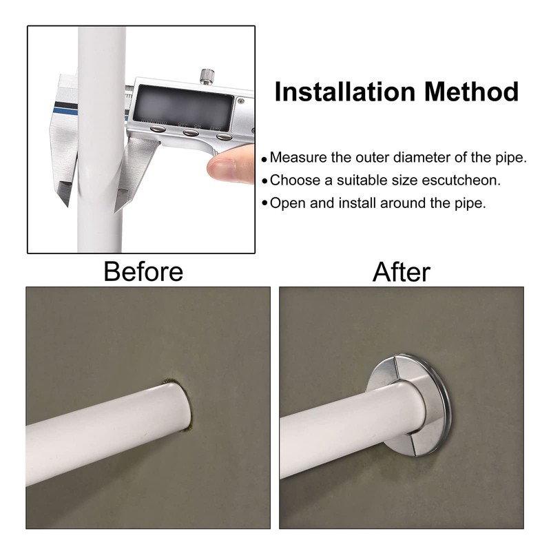 sourcing map Wall Split Flange, 201 Stainless Steel Round Escutcheon