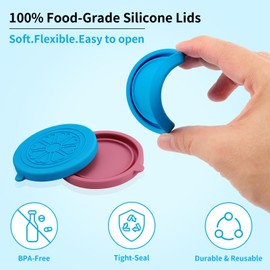VOLCANOES CLUB Colorful Silicone Lids For 5 Oz Glass Yogurt Jars | 24 Pack Covers Fit Oui Bottles | Leakproof, Reusable, Food-Grade