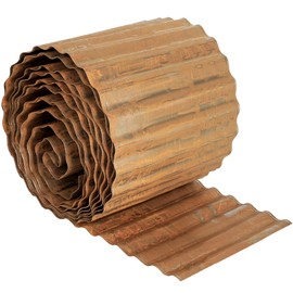 Worth Pre-Rusted Wide-Corrugated Garden Edging, 8" x20Ft Sturdy Steel Lawn Landscape Edging, Bendable Metal Long Strips of Border for Raised Flower Bed Tree Surrounds