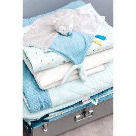 Nattou Wolf Tiloo Cuddly Blanket with Attachment for Dummies, 27 x 27 cm, Tim and Tiloo, Grey