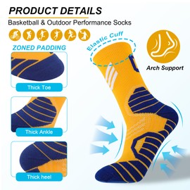 STRSFYS Kids Basketball Socks - 3 Pack Lightweight Athletic Socks for School, Court & Daily Wear (Yellow/White/Gold, Youth Size Small/Medium)​​
