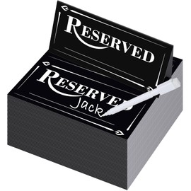 Resurhang 300 Pcs Paper Table Reserved Sign with Name Line Reserved Seating Signs Bulk Double Sided Signs for Reserving Seats Restaurant Wedding Reception Church Board Business Meeting (Black White)