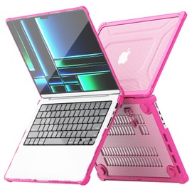 Batianda for New MacBook Pro 14 inch Case 2024 M4 2023 M3 with M2 M1 Pro Max Chip- Full Protection Anti-Collision Design Foldable Stand TPU Bumper - Durable Scratch-Resistant Conjointly, Pink