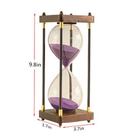 Large Sand Timer, Hourglass Timer 60 Minutes,Vintage Wooden Hour Glass Timer,Modern Home Kitchen Office Decoration (Purple)