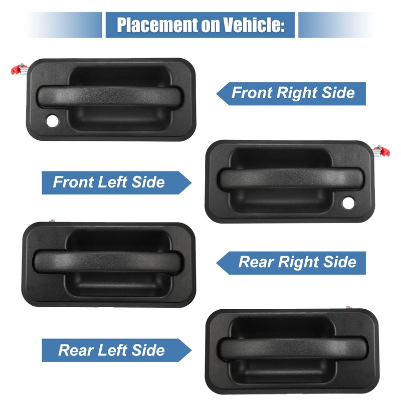 X AUTOHAUX 4 Pcs Exterior Door Handle with Key Hole